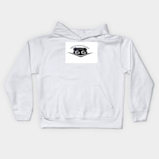 Route 66 sign, black on white Kids Hoodie